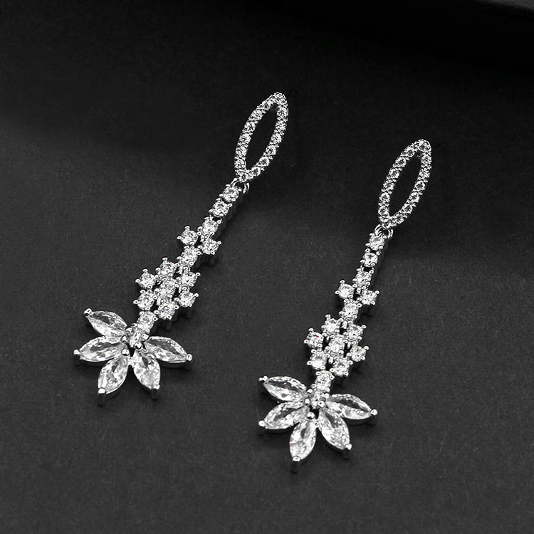 Bridal Zircon Necklace Simple Noble 925 Silver Needle Jewelry Formal Dress Jewelry