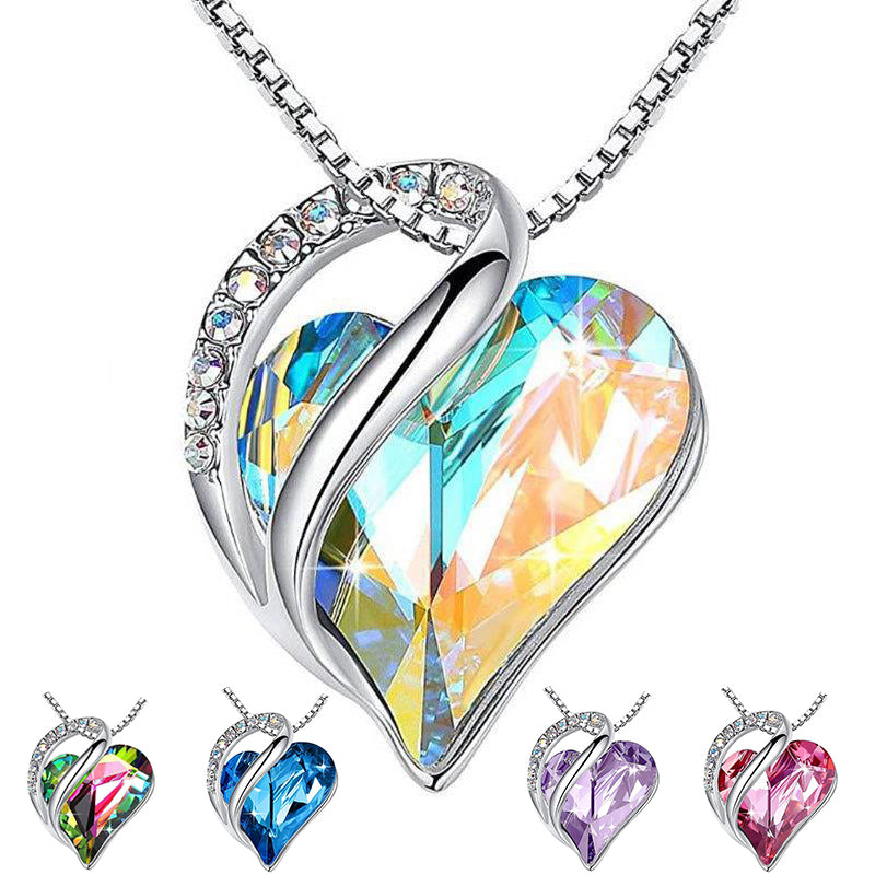 925 Sliver Heart Shaped Geometric Necklace Jewelry Women's Clavicle Chain Valentine's