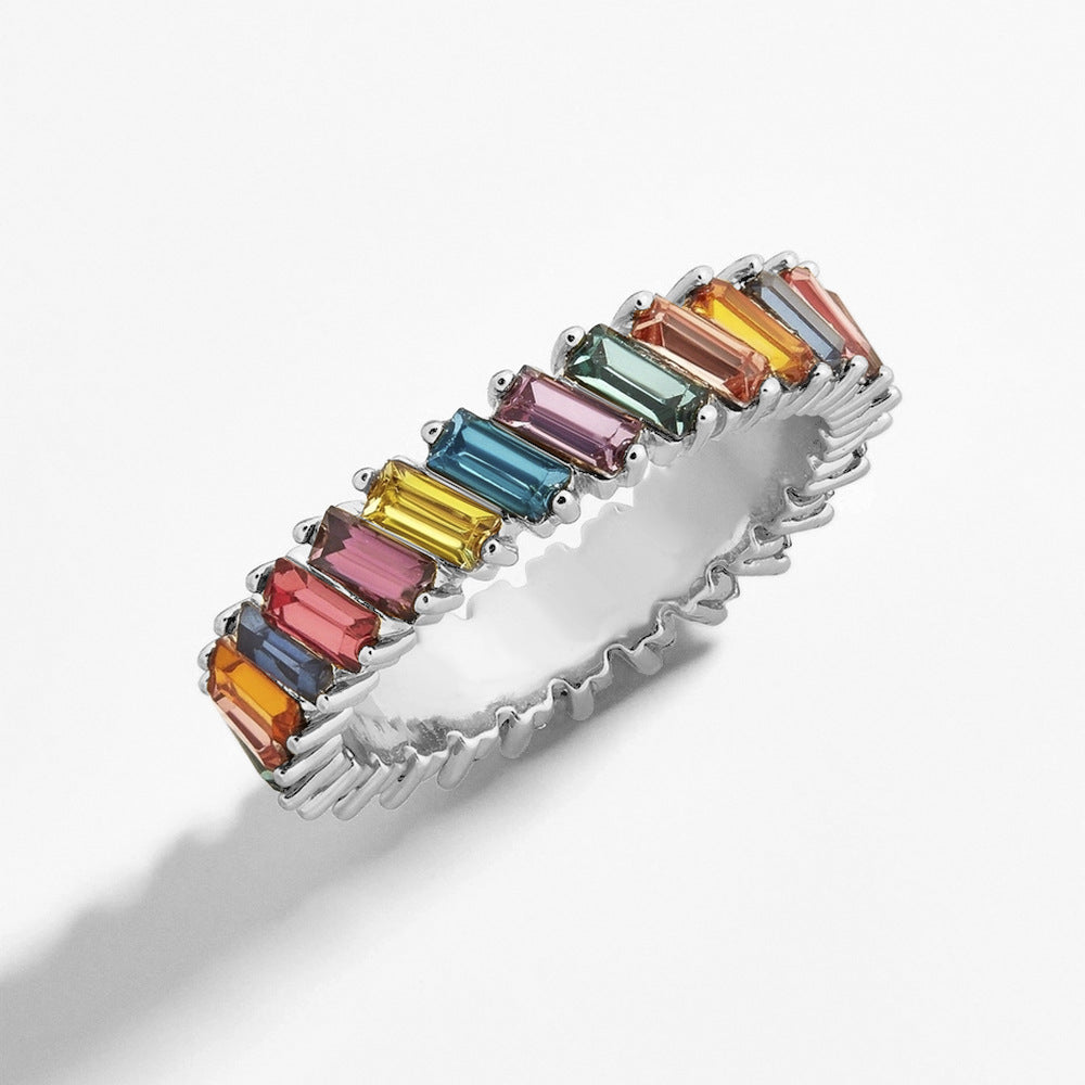 Crystal alloy multicolor ring