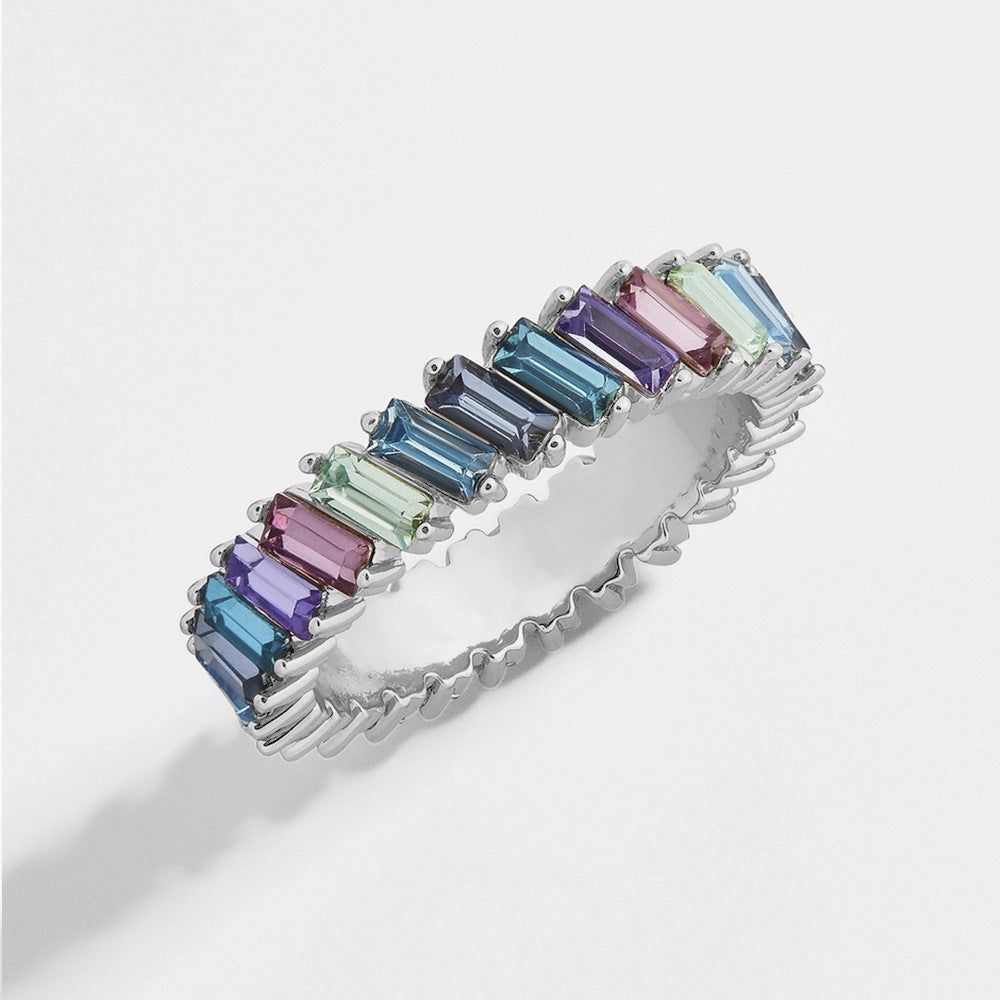 Crystal alloy multicolor ring