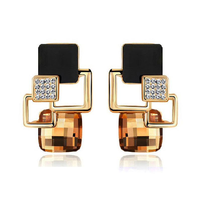 Popular square crystal earrings