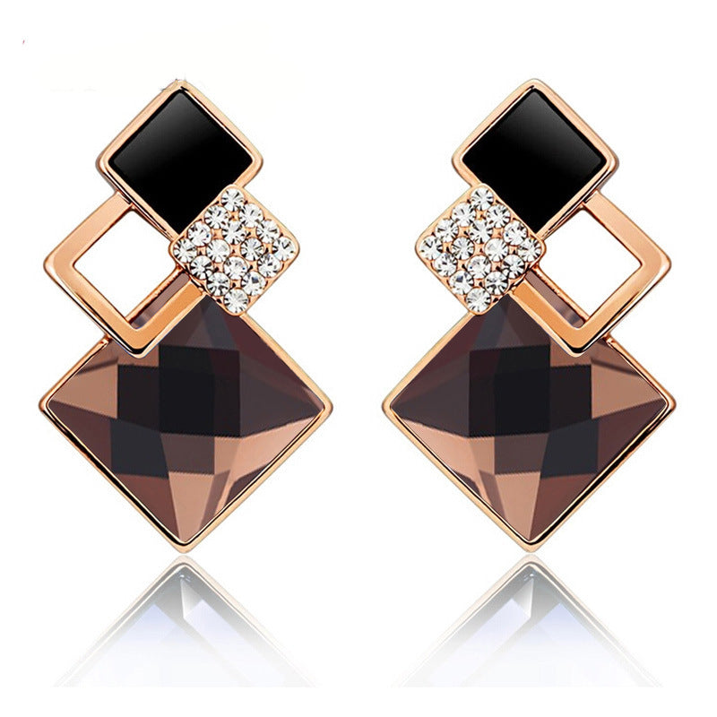 Popular square crystal earrings