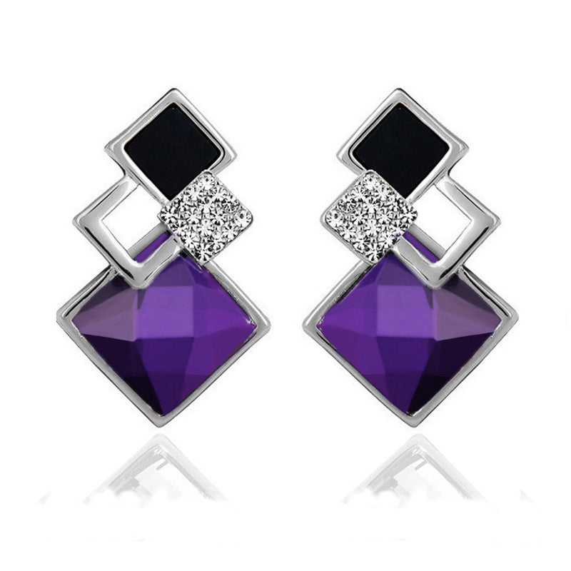 Popular square crystal earrings