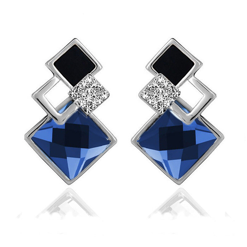 Popular square crystal earrings