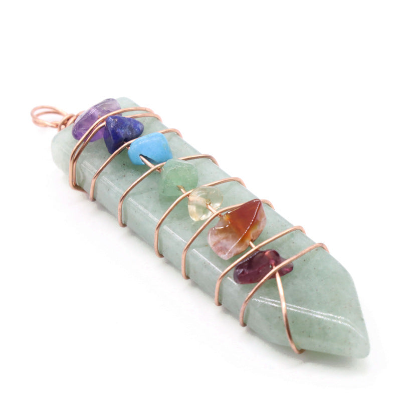 Jade Crystal Arrow Shape Seven Chakra Crystal Pendant