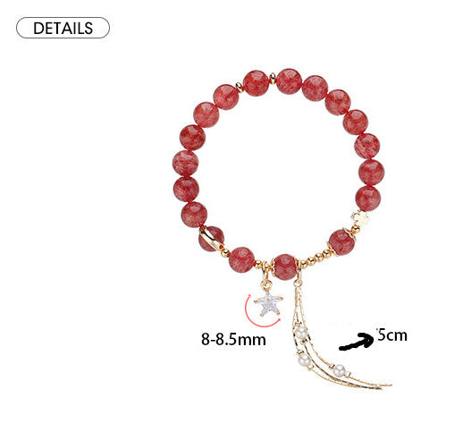 Natural Crystal Strawberry Crystal Bracelet Female Recruit Peach Pollen Crystal Lucky Transfer Beads Bracelet