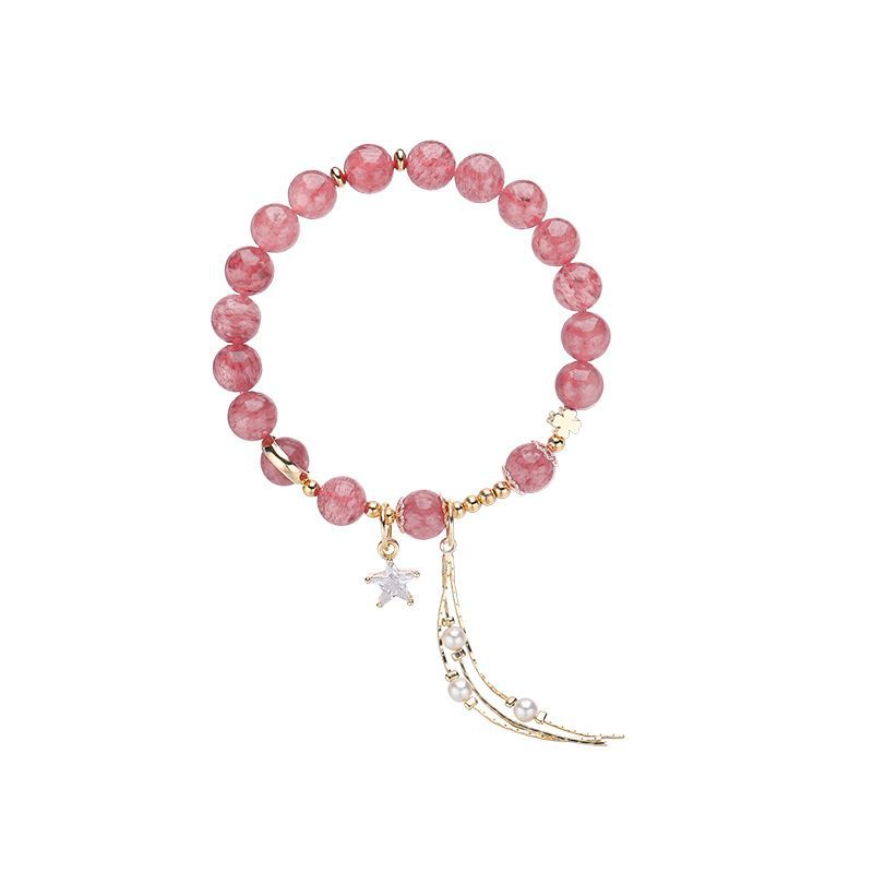 Natural Crystal Strawberry Crystal Bracelet Female Recruit Peach Pollen Crystal Lucky Transfer Beads Bracelet