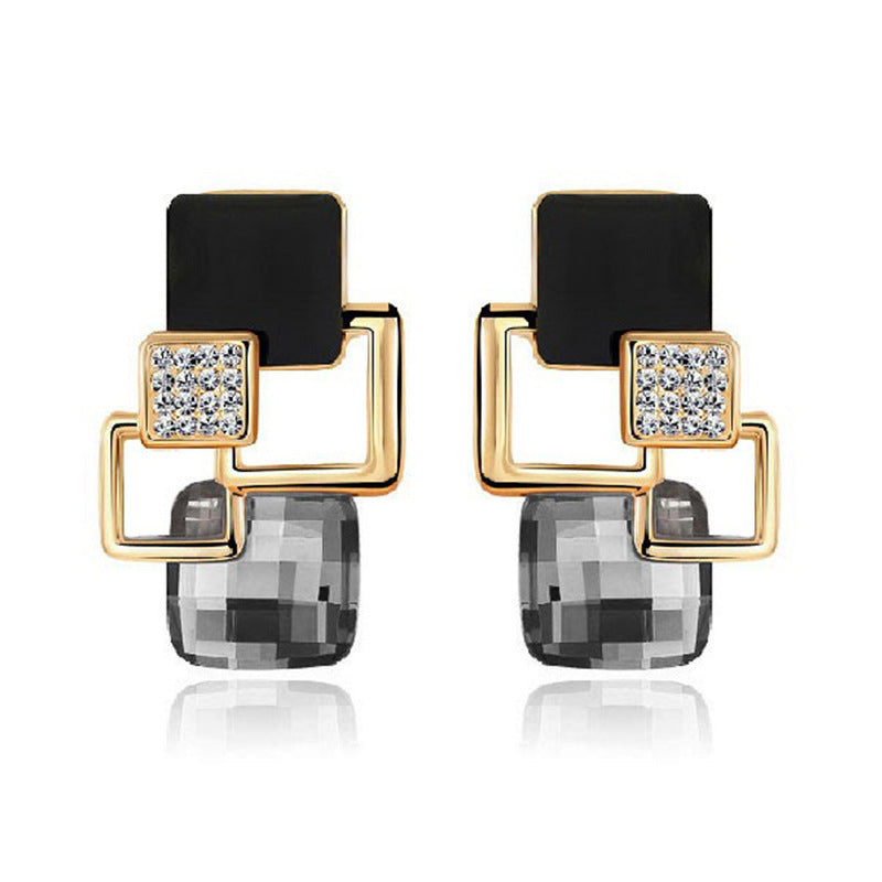 Popular square crystal earrings