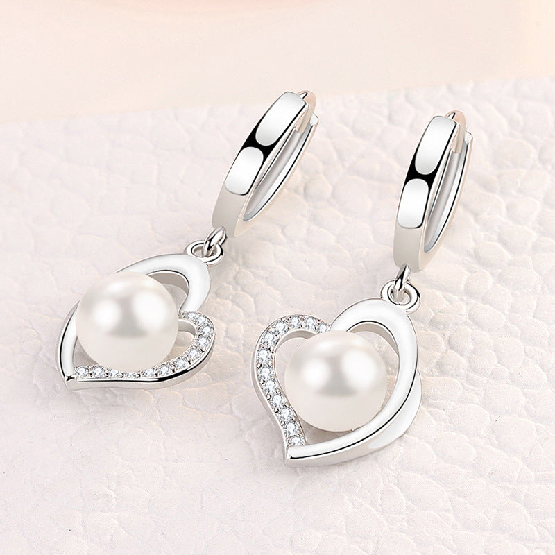 Women's Pearl Earrings Heart-shaped Geometric