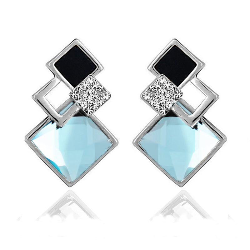 Popular square crystal earrings