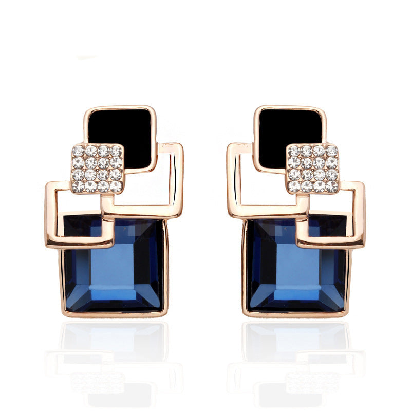 Popular square crystal earrings