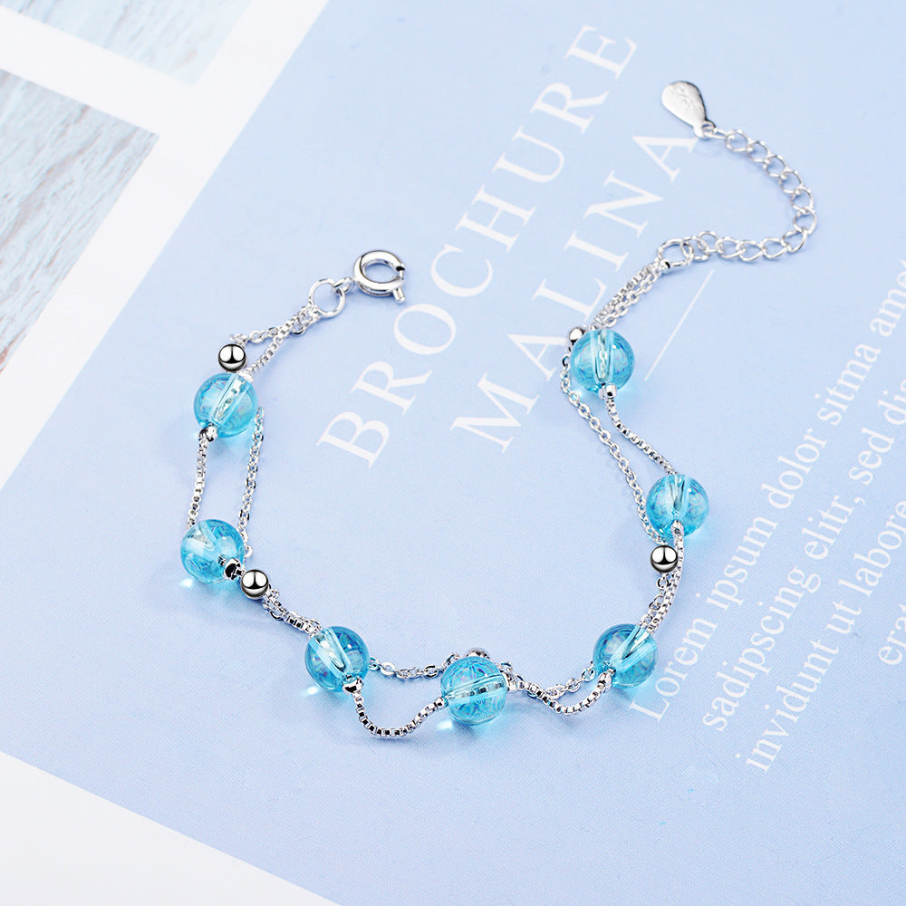 Blue artificial crystal bracelet