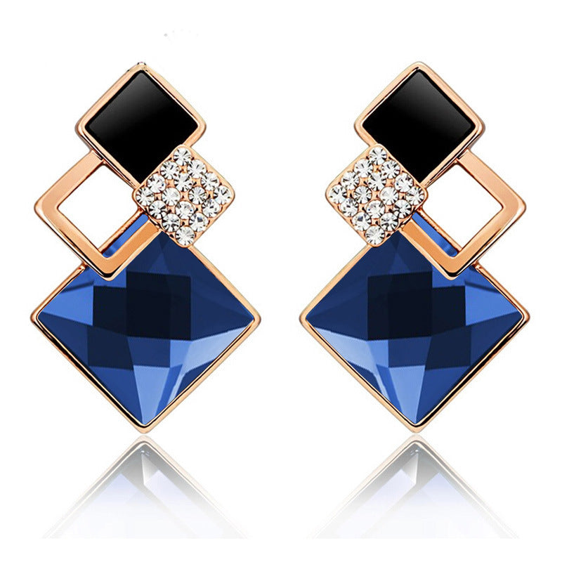 Popular square crystal earrings