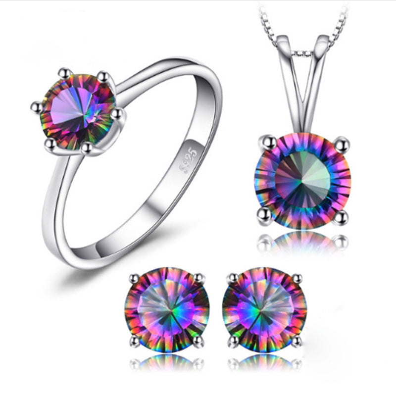 925 Silver rainbow Stone fashion ladies jewelry