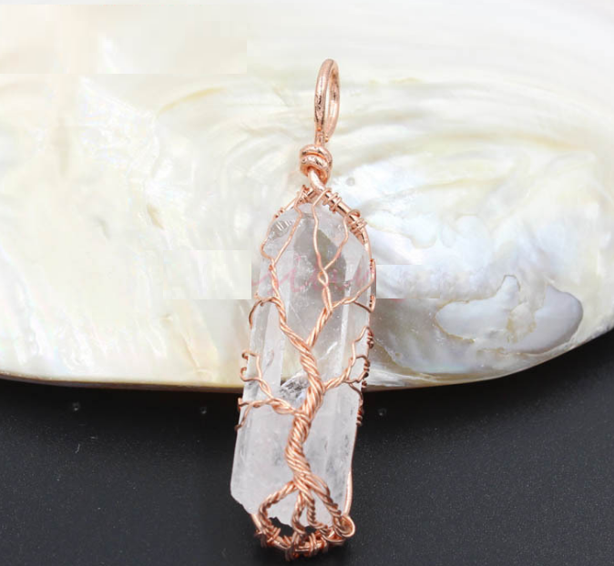 White Crystal Life Tree Necklace