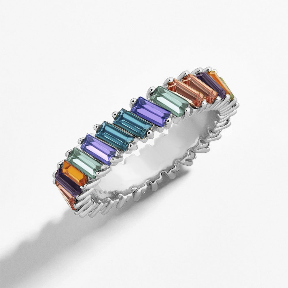 Crystal alloy multicolor ring