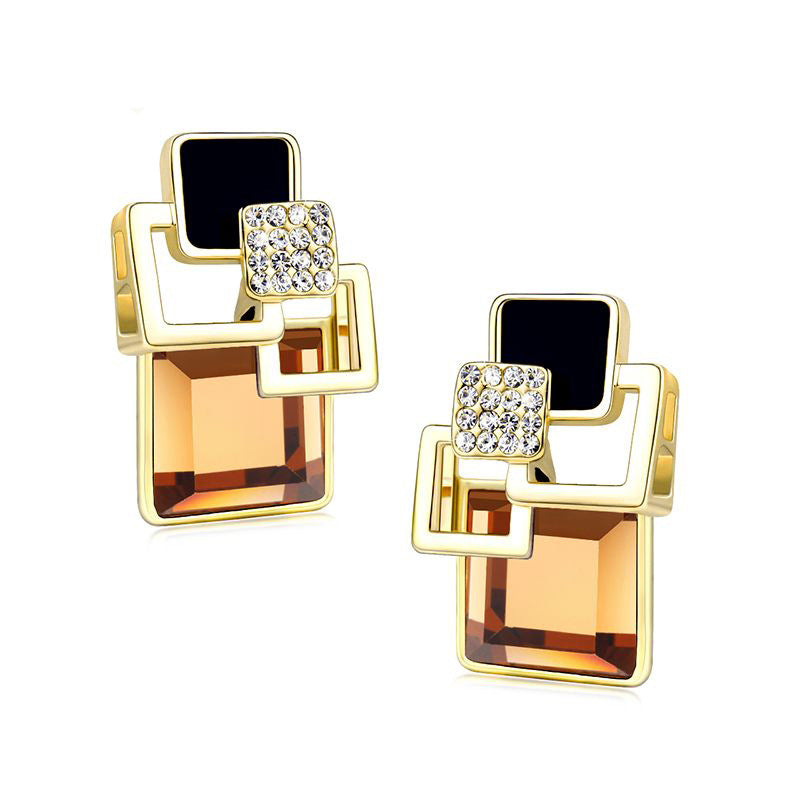 Popular square crystal earrings