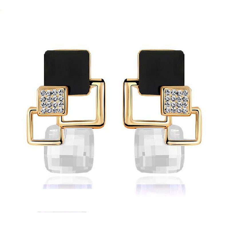 Popular square crystal earrings