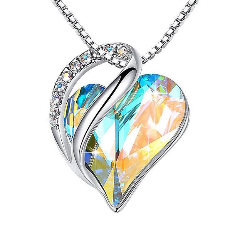 925 Sliver Heart Shaped Geometric Necklace Jewelry Women's Clavicle Chain Valentine's