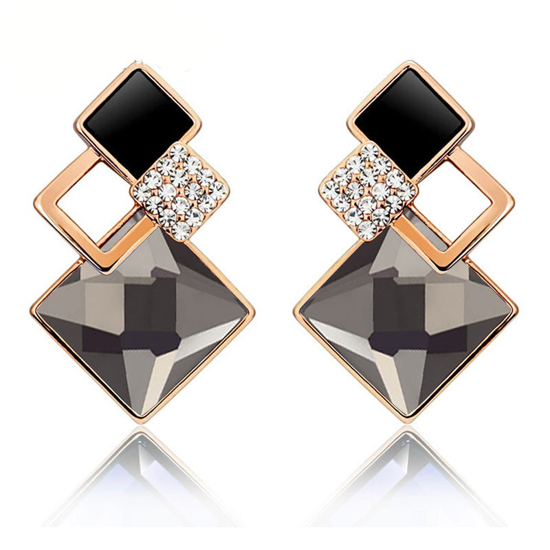 Popular square crystal earrings