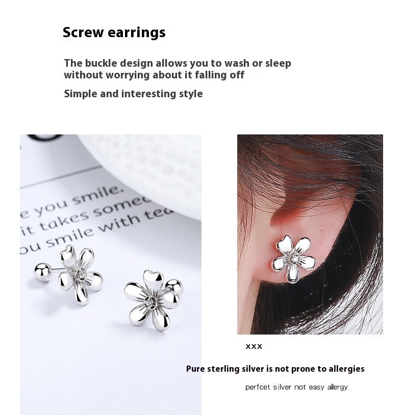 Women's Five Petal Flower Bud Thread Minimalist Personality All-match Temperament Earrings