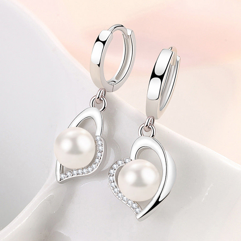 Women's Pearl Earrings Heart-shaped Geometric