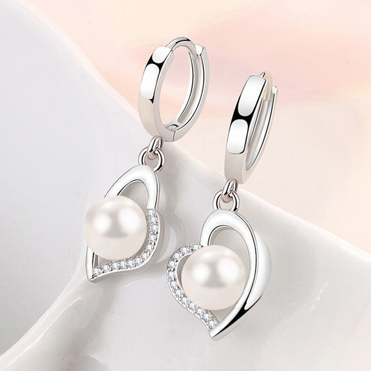 Women's Pearl Earrings Heart-shaped Geometric