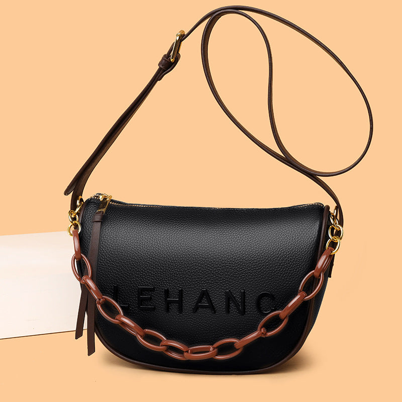 Acrylic Letter Shoulder Soft Leather Square Bag