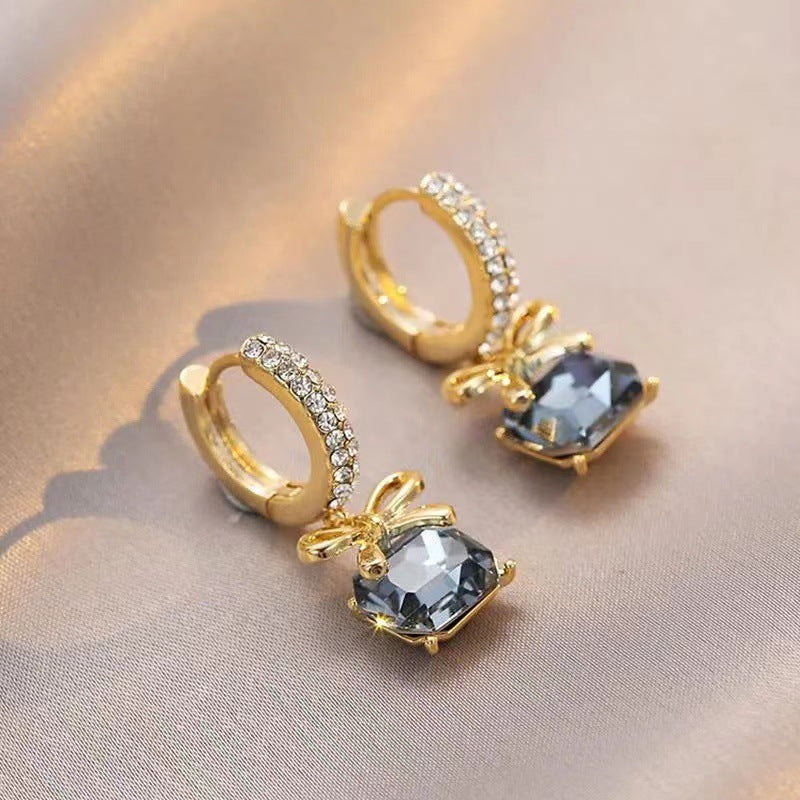 Crystal Bow Zircon Earrings Female