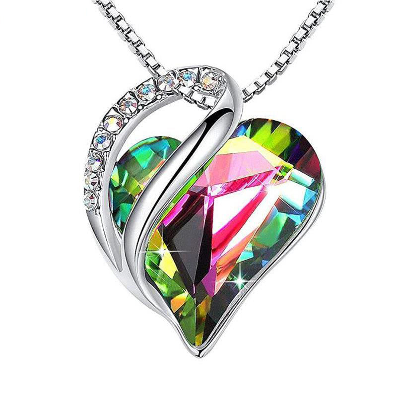 925 Sliver Heart Shaped Geometric Necklace Jewelry Women's Clavicle Chain Valentine's