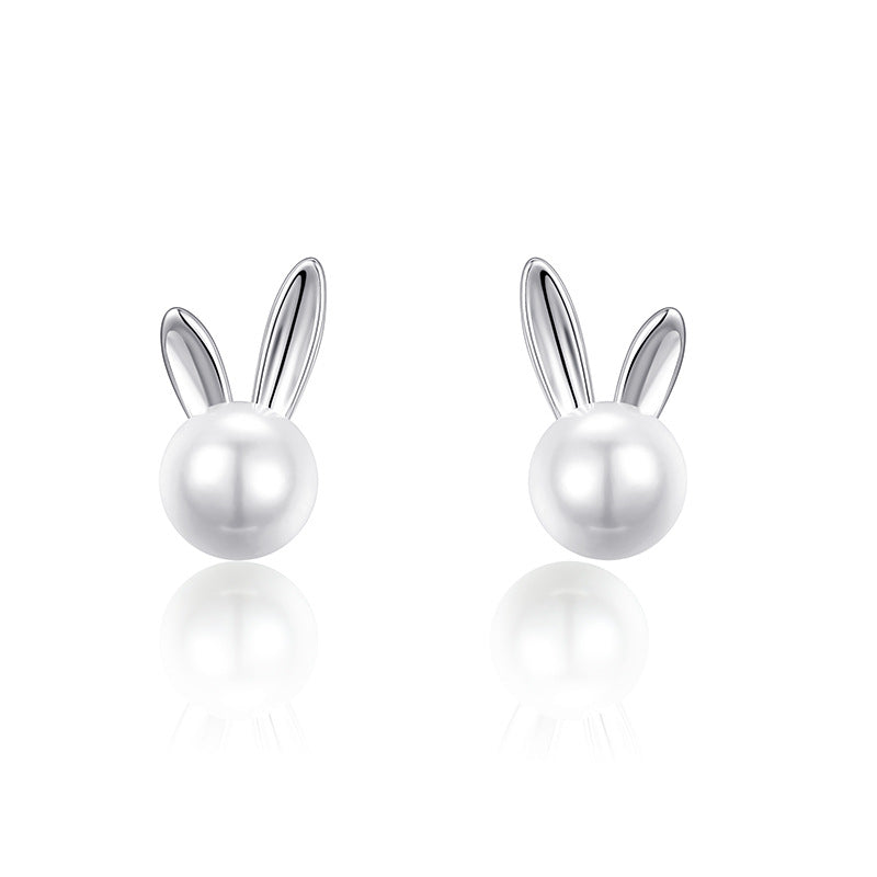 S925 Silver Rabbit Pearl Earrings