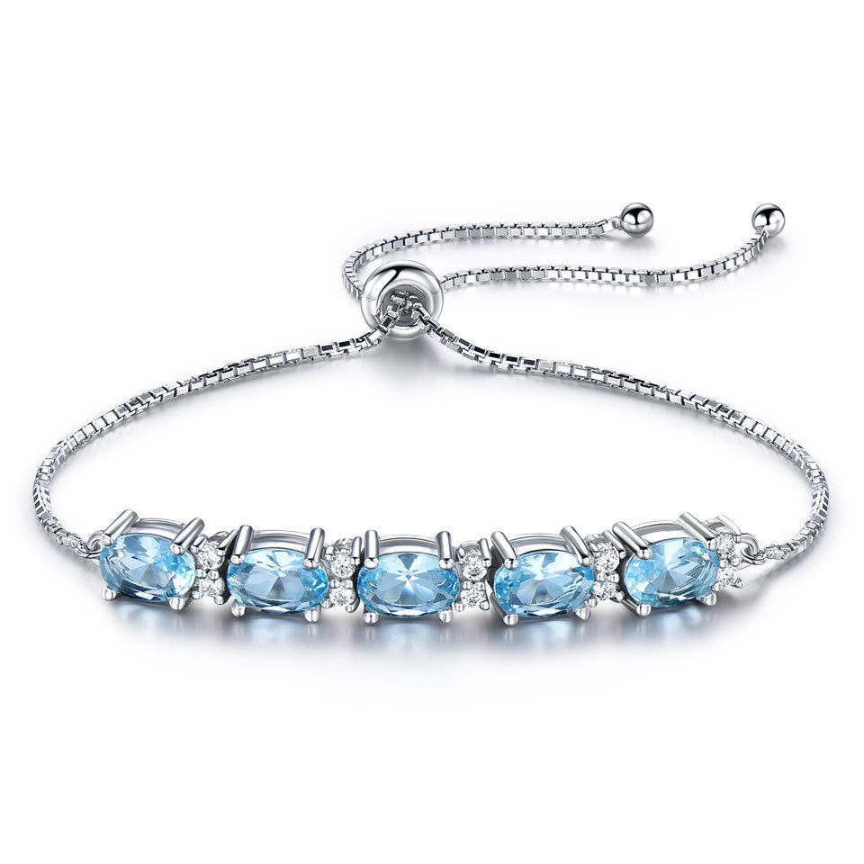 925 Sterling Silver Sky Blue Topaz Bracelet Fashion