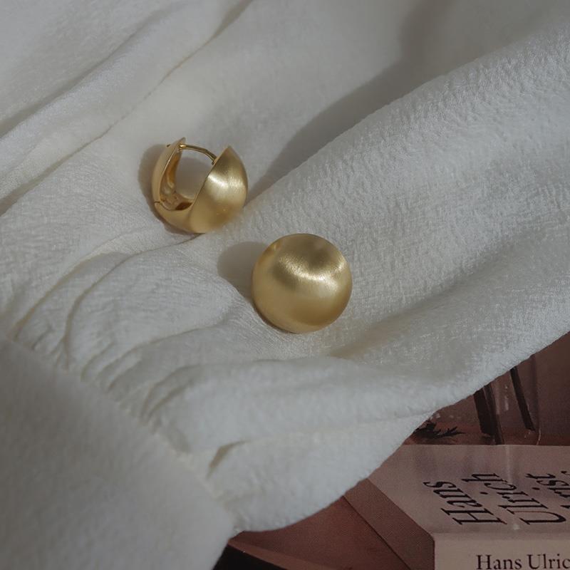 Brushed Ball Earrings Ear Clip