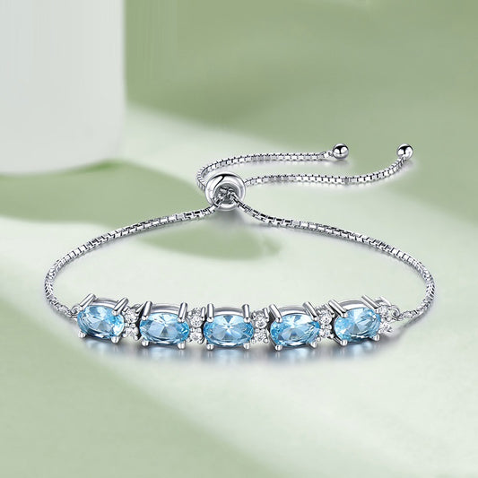 925 Sterling Silver Sky Blue Topaz Bracelet Fashion