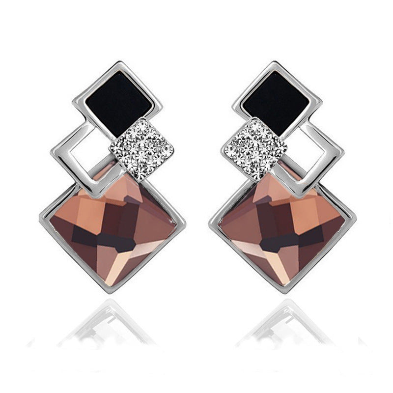 Popular square crystal earrings