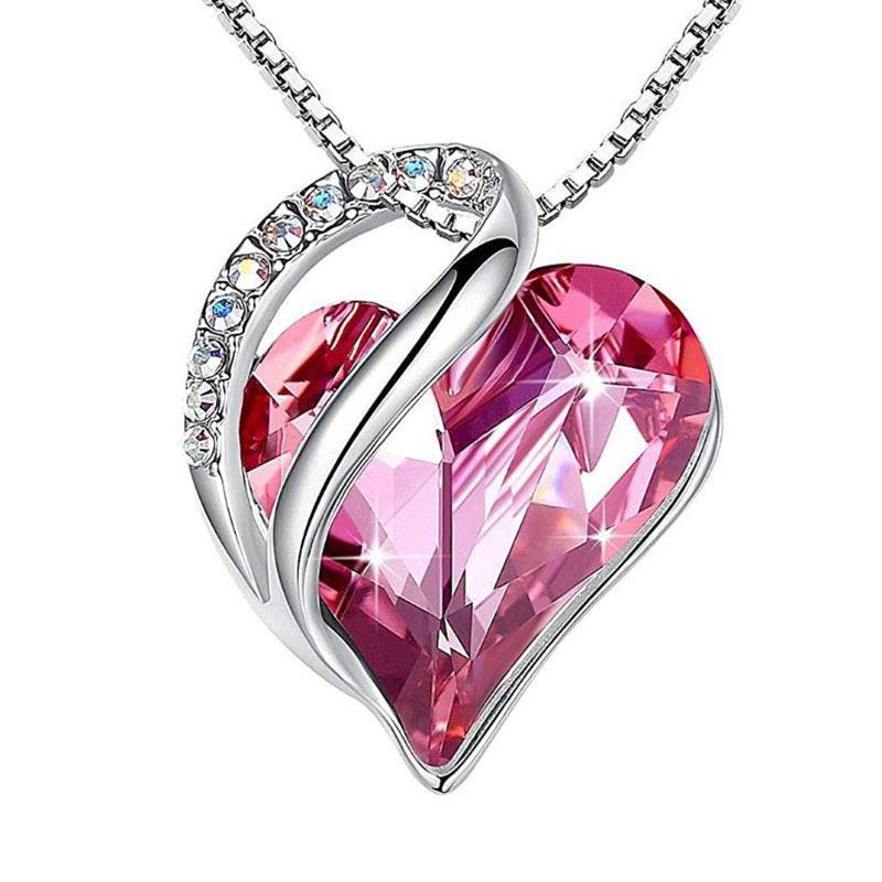 925 Sliver Heart Shaped Geometric Necklace Jewelry Women's Clavicle Chain Valentine's