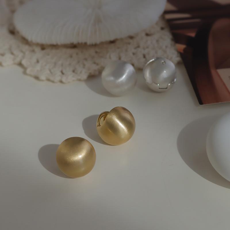 Brushed Ball Earrings Ear Clip