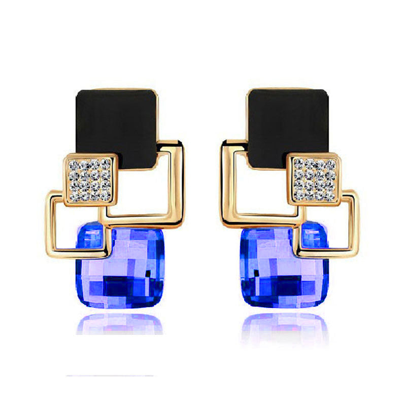 Popular square crystal earrings