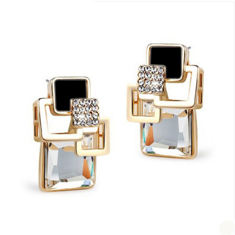 Popular square crystal earrings