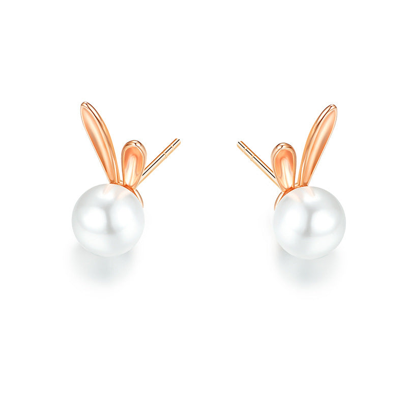 S925 Silver Rabbit Pearl Earrings