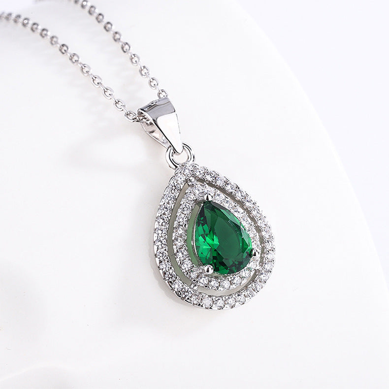 925 Sterling Silver Jewelry Necklace Set Mysterious Emerald