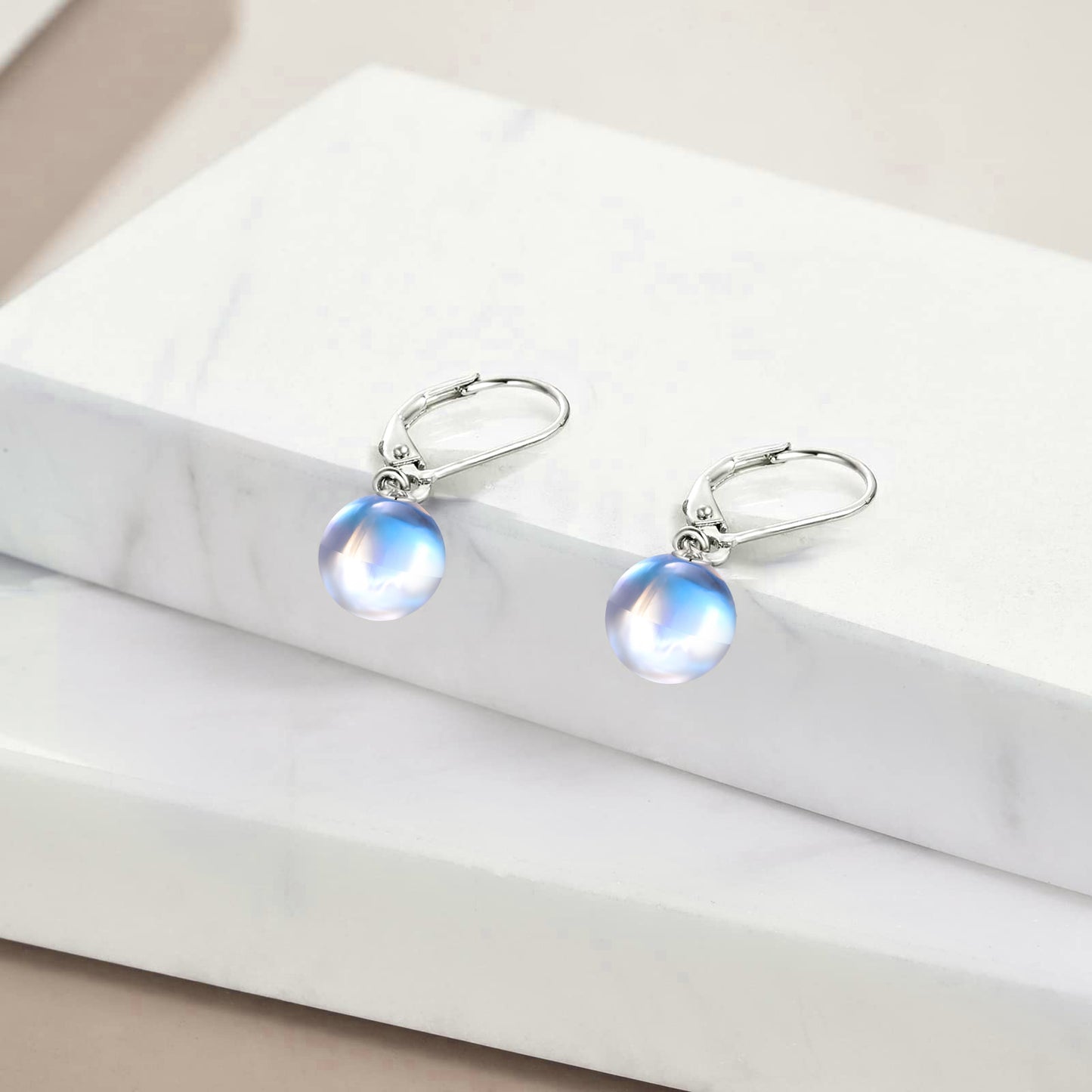 925 Sterling Silver Moonstone Drop Leverback Earrings Jewelry for Women