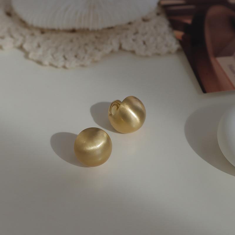 Brushed Ball Earrings Ear Clip