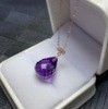 18K Gold Inlaid Amethyst Necklace Female Gemstone Pendant Clavicle