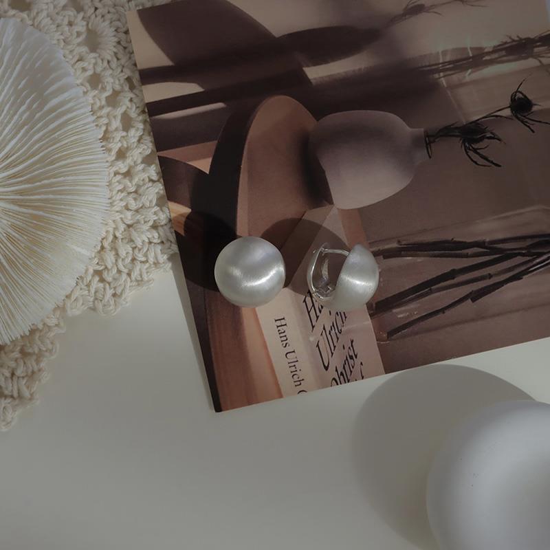 Brushed Ball Earrings Ear Clip