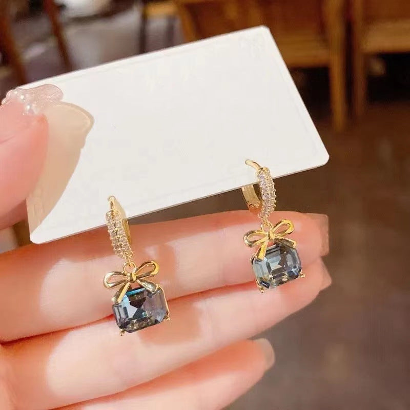 Crystal Bow Zircon Earrings Female