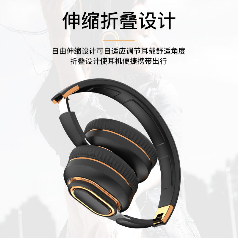 H7 Bluetooth Headset Head-mounted Wireless Cross-border New Card Folding Subwoofer Type-c Game Sports Headset