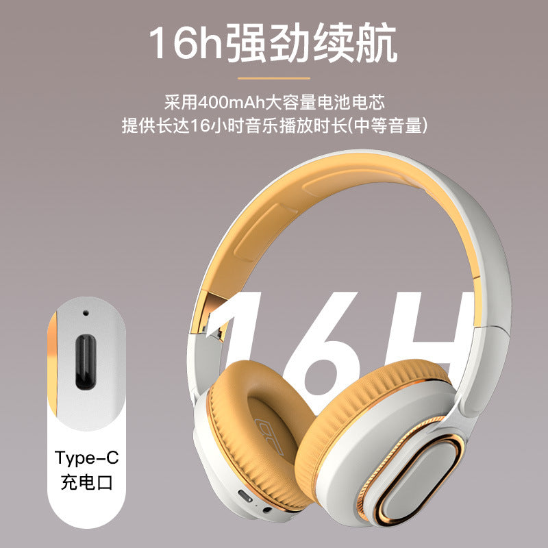 H7 Bluetooth Headset Head-mounted Wireless Cross-border New Card Folding Subwoofer Type-c Game Sports Headset